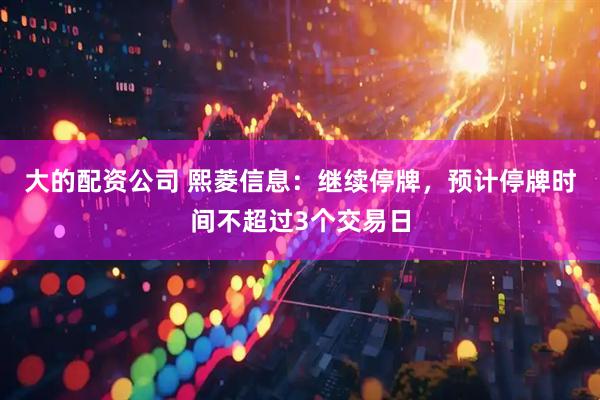 大的配资公司 熙菱信息：继续停牌，预计停牌时间不超过3个交易日